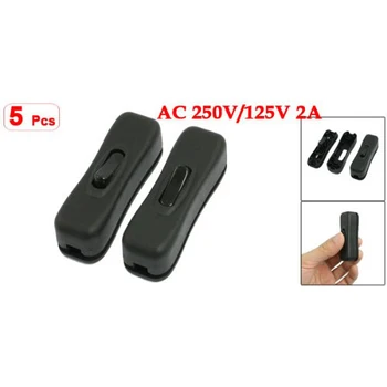 

5 Pcs AC 250V/125V 2A Black Plastic ON/OFF Button In Line Cord Switches