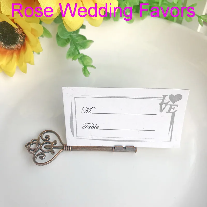 24 Key To My Heart Victorian Key Wedding Place Card Photo Holders Favors 