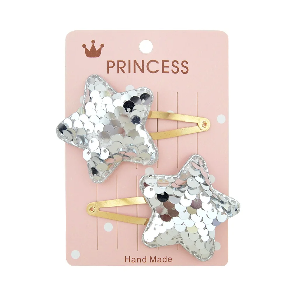 10 Детские заколки с блестками из мультфильма, 2 шт./компл., Blingbling Love Crown Star, милые мини-заколки для волос для девочек, принцесса, детская шпилька аксессуары - Цвет: 10