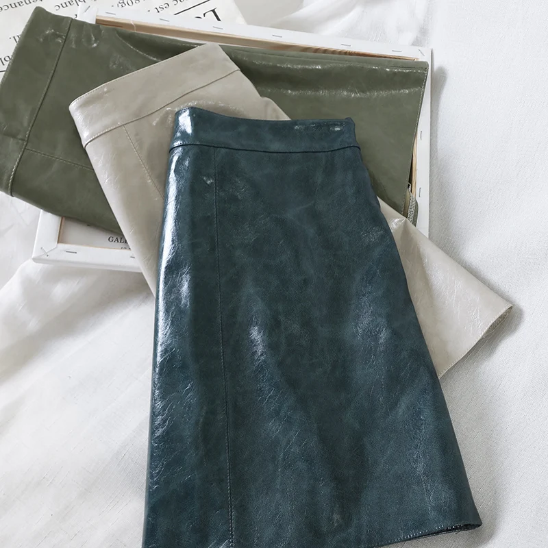 

Fashion Pu Patent Leather Skirt Summer Chic High Waist Women Mini Skirt Ladies Casual A-line Skirt Black Short Skirt