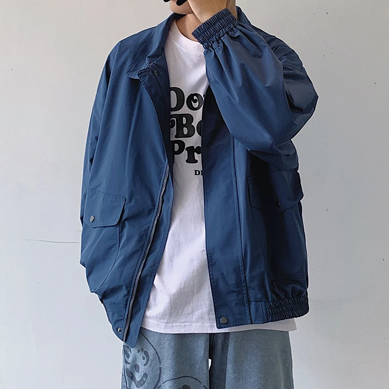 

Autumn New Jacket Men's Fashion Solid Color Casual Baseball Uniform Jacket Man Streetwear Wild Loose Hip Hop Bomber Jacket Men