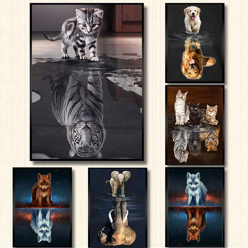 5D Diamond Painting Cat Tiger Elephant Full Square/Round Embroidery Animal Rhinestone Pictures Cross Stitch Home Decor | Дом и сад