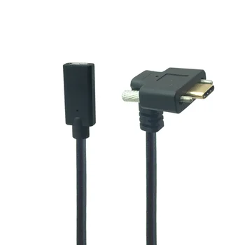 

Gold Type-C USB 3.1 Male to USB-C Female 90 degree Extension Data Cable Extender Cord with Panel Mount Screw Hole 10Gb/s
