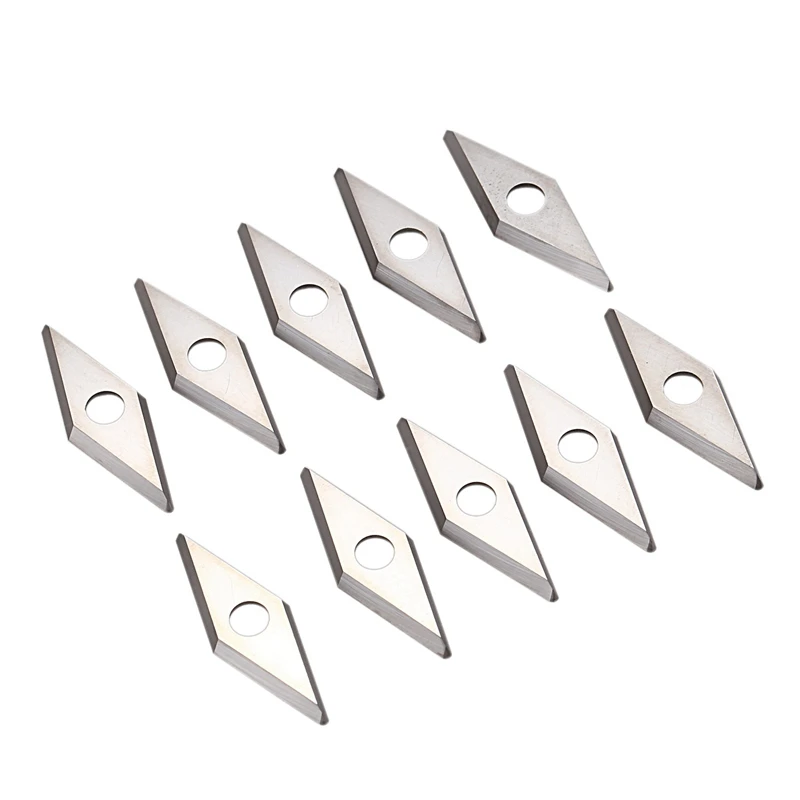 

10Pcs Diamond Shape Carbide Insert Cutter for Detailer Wood Turning Tool 10X28mm