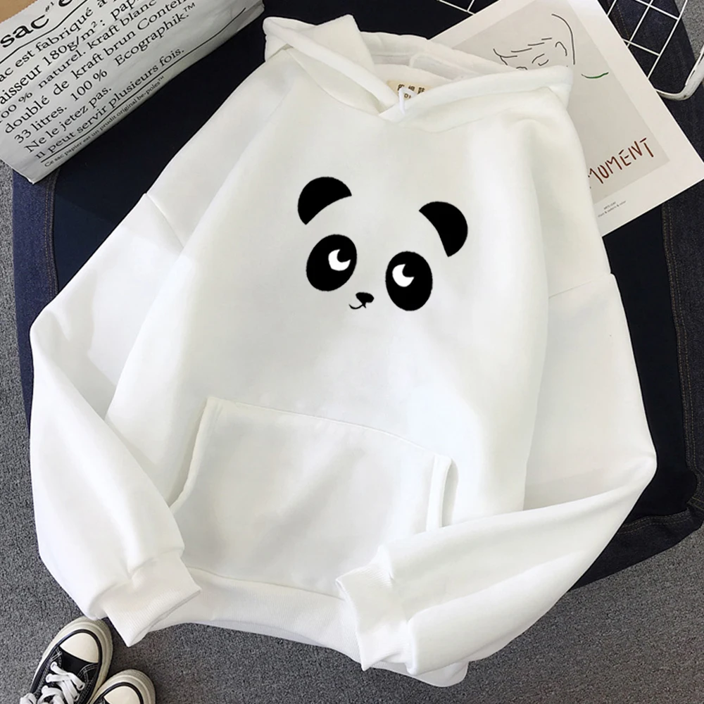 Panda Print Cartoon Kawaii Sweatshirt Warm Streetwear Kpop Harajuku Hooded Jacket Casual Hoody Ladies Feminine Itself Funny | Женская