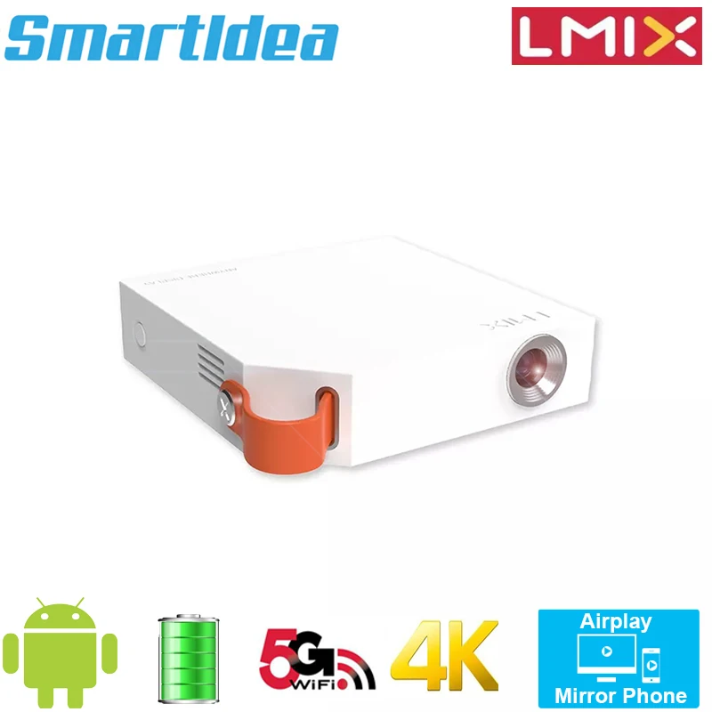 lg projector Smartldea S1 Lmix DLP Mini Mobile Projector android 5G wifi BT build Battery 4K Pocket video HD Proyector Phone Mirror airplay new projector Projectors