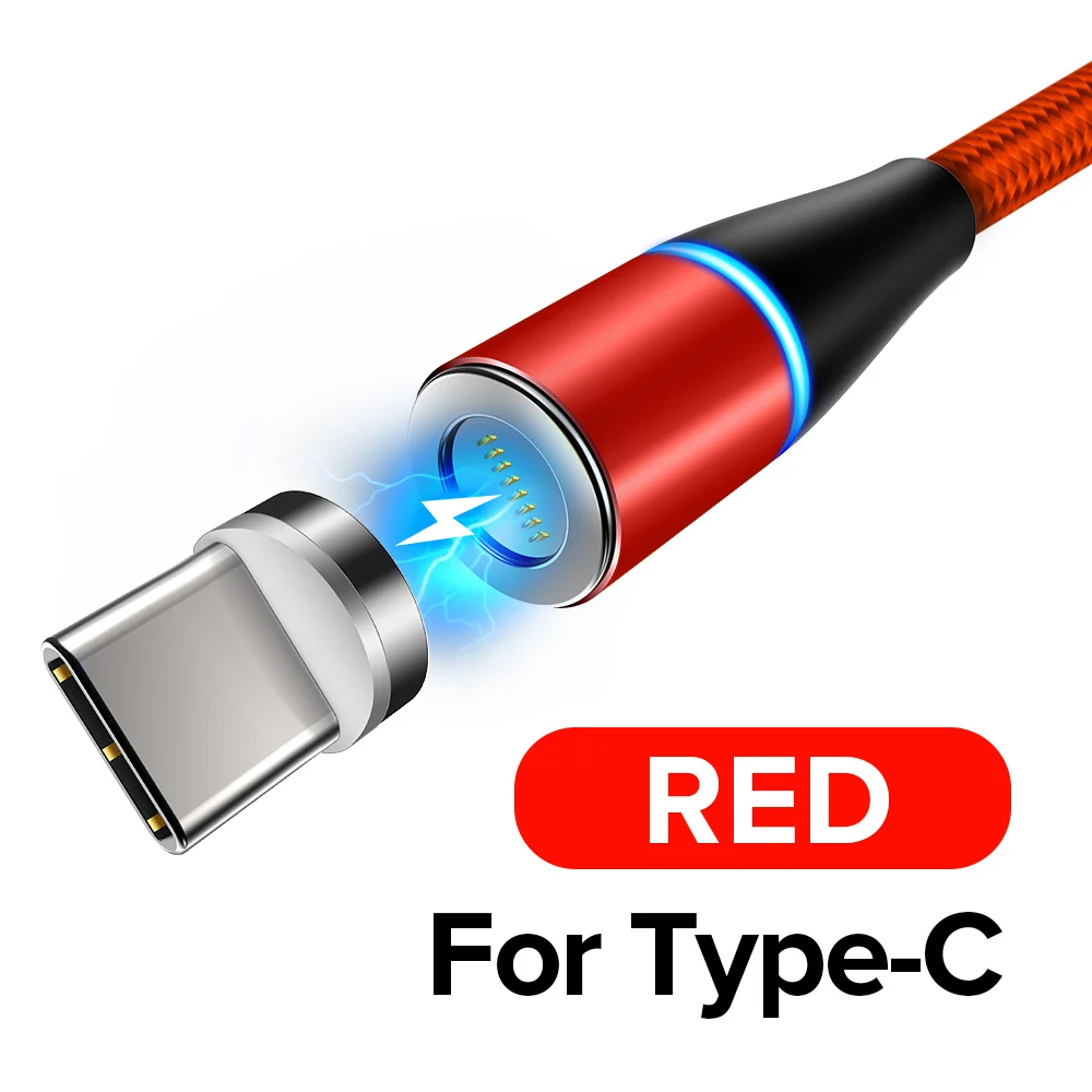 Red For Type C 5А Магнитный зарядный кабель Быстрая зарядка 3,0 Micro USB зарядное устройство type C для IPhone XR MAX samsung S9 Магнитный шнур для телефона USB кабель - Color: Red For Type C