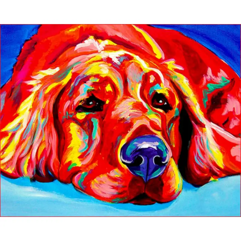 

Painting By Numbers DIY Digital Red Dog on the ground Animal Canvas Wedding Decoration Art picture Gift Coloring Wall Art Pictur