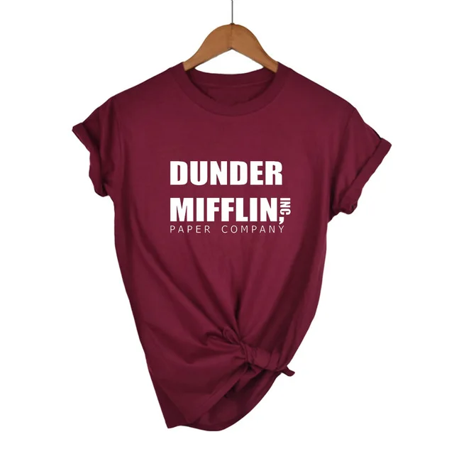 Офисная Футболка женская dander Mifflin inc. бумажная компания Wernham Hogg ТВ шоу Майкл Скотт Космос женская футболка - Цвет: Wine Red-W