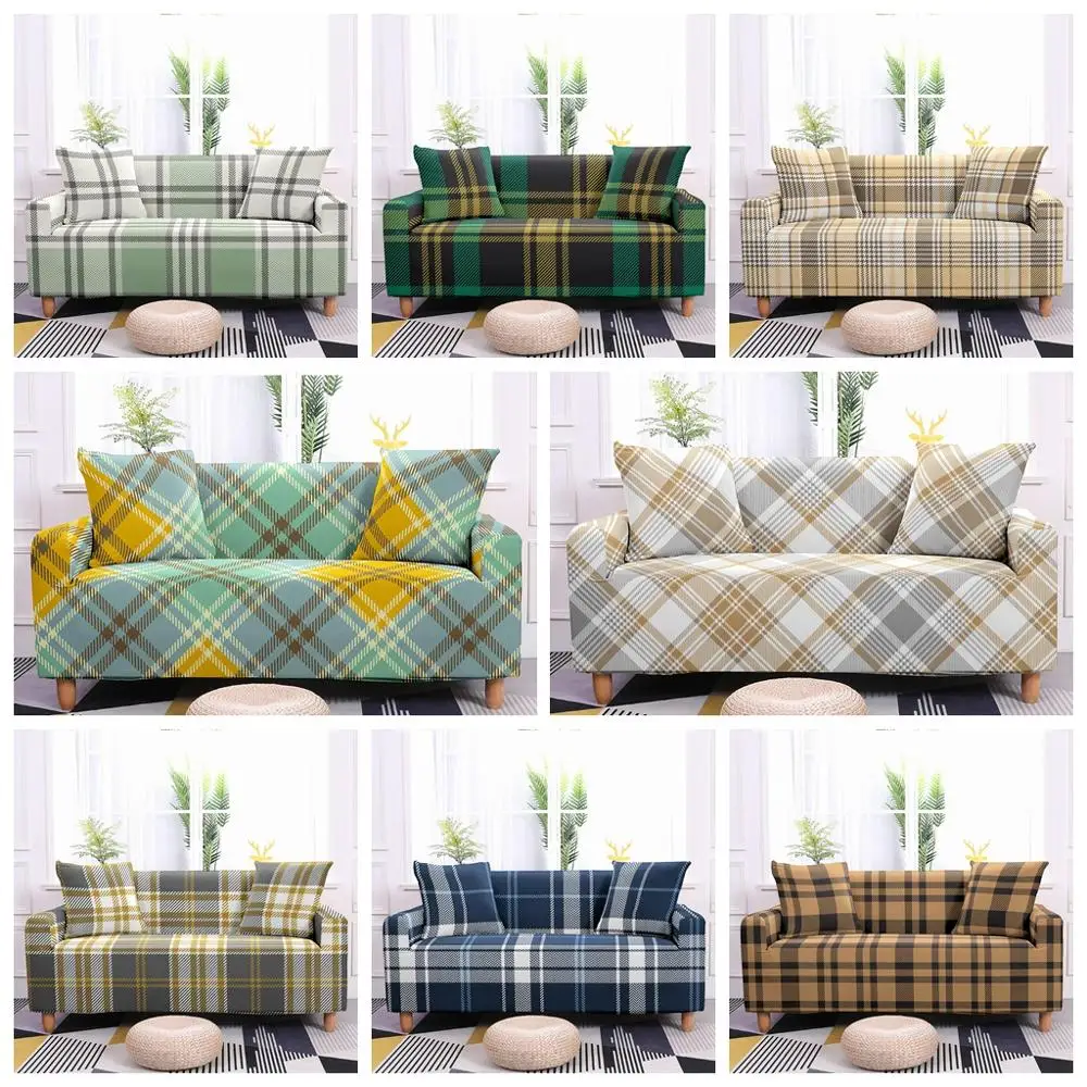 Home Plaid Sofa Cover Elastic Sofa Slipcovers Corner Sofa Towel Couch