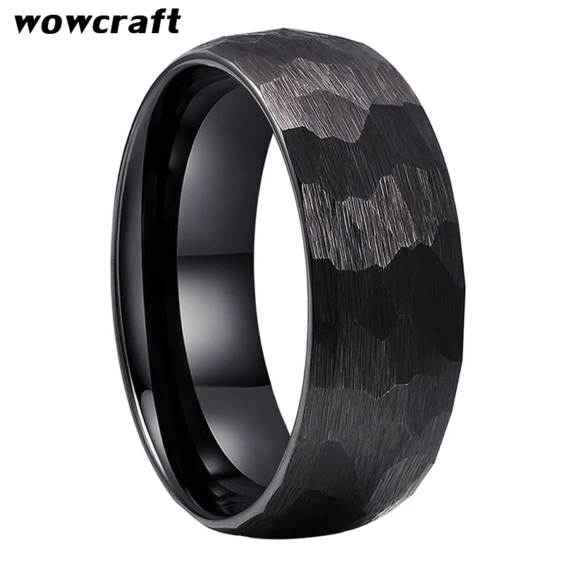 Rings for Hammered Wedding-Ring Carbide Gold/tungsten Women 8mm 6mm Fit Brushed-Finish