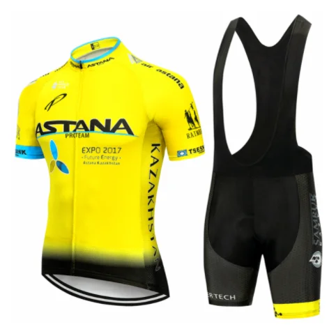 2019 ASTANA  Pro Team summer cycling Jersey set Bicycle Clothing Breathable Men Short Sleeve shirt Bike bib shorts 9D Gel pad