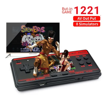 

Retro Video Game Console Support 16 Bit Controller AV Cable Output with 1221 Games Handheld Game Console Support 8 Formats Games