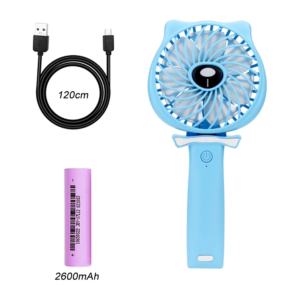 blue 2600mAh Вентиляторы 2200/2600 мАч портативный персональный мини-вентилятор Ручной регулируемый 3 скорости USB Перезаряжаемый Настольный складной вентилятор для офиса и путешествий - Цвет: blue 2600mAh