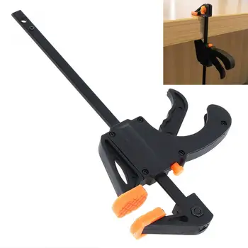

4 Inch F Clip with Quick Ratchet Release Speed Squeeze Clamp Clip Kit Spreader Gadget Tool for DIY Hand Woodworking Work Bars