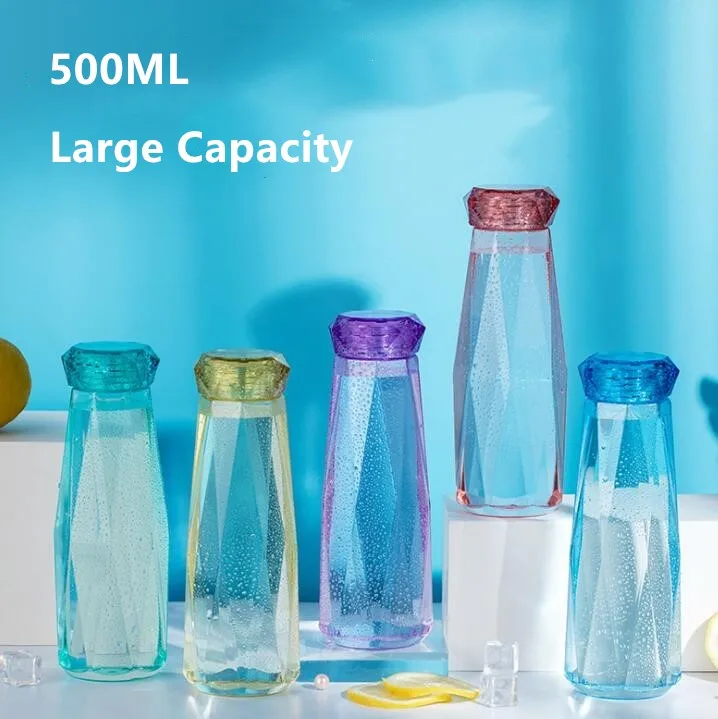 

500ml Large Capacity Glass Water Bottle Colorful Summer Drinking Bottle School Outdoor Children Protable Bottle