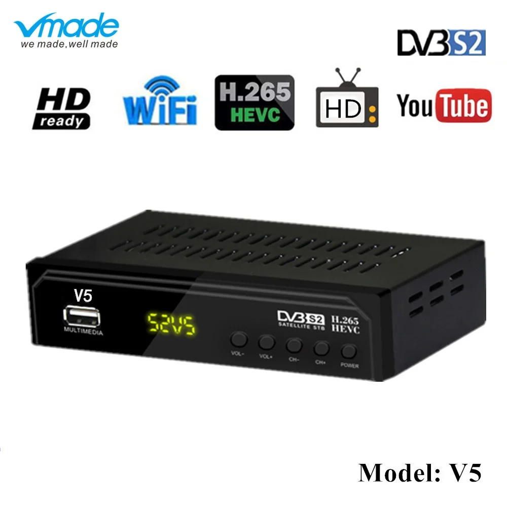 Цифровая спутниковая ТВ-приставка Vmade DVB V5 Full HD 1080p H.265 поддержка CS M3U BISSKEY YouTube S2
