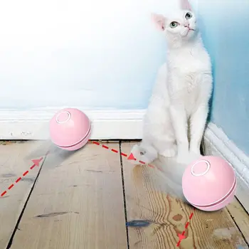 

Smart Interactive Cat Toy LED Automatic Rotating Movement Ball with Bell Feather M0XD