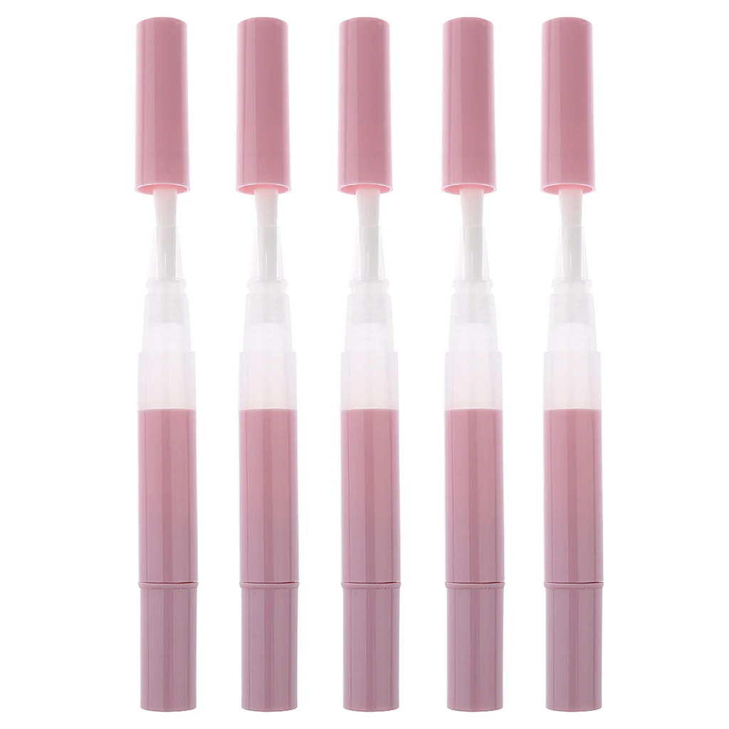 5pcs 3ml Travel Empty Twist Pen Cosmetic Container Tube Nail Brush Tool Pink Teeth Whitening Pen Refill Container