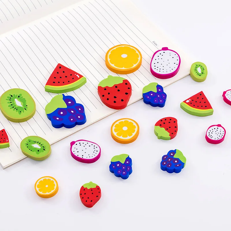 20 pcs school eraser Watermelon Kiwi Creative Fruit Shape Eraser Students Rubber Student Stationery Wholesale | Канцтовары для