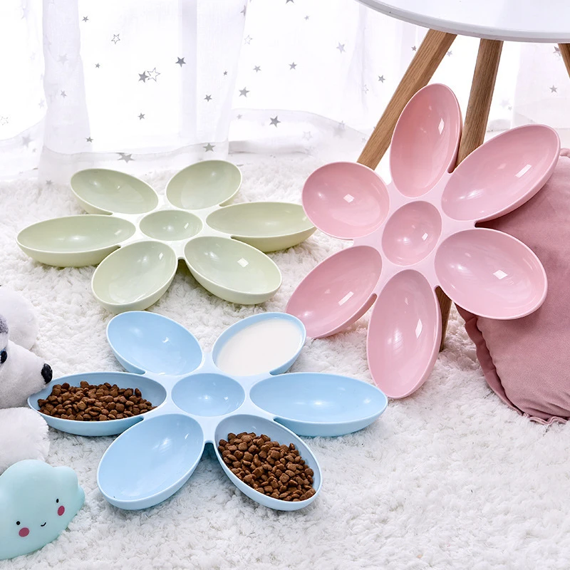 

New Multi-color Flower Cat Bowls Pet Five Bowls Puppy Food and Water Bowls For Kitten Dogs Feeders Pet Supplies