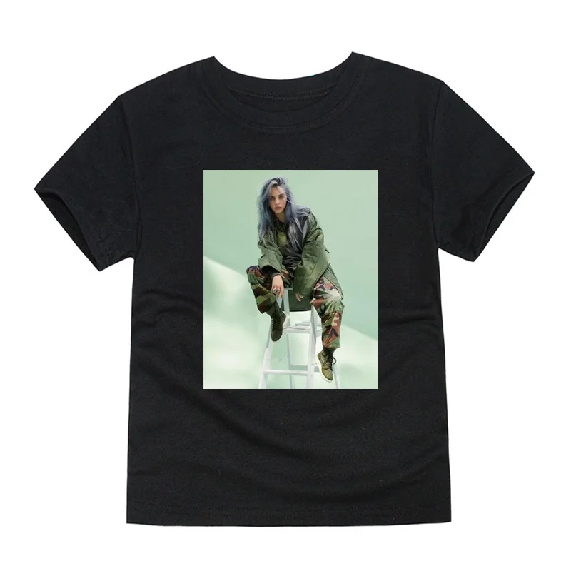 Детская футболка с принтом Billie Eilish белая футболка Harajuku/футболка для маленьких мальчиков и девочек модные топы, футболка Летняя футболка Vogue Billie Eilish