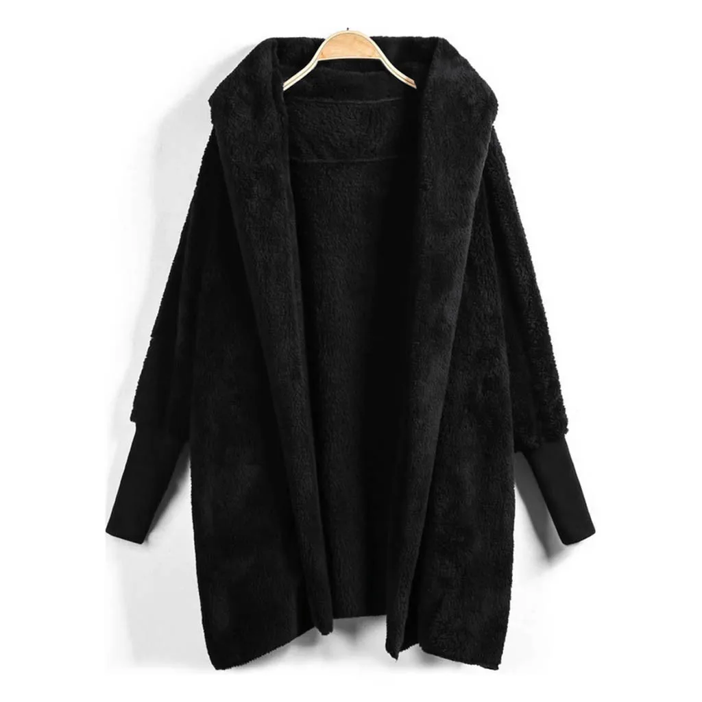 Плюшевый свитер с капюшоном размера плюс, пальто с длинным рукавом, теплый кардиган, верхняя одежда, плюшевый Уютный жакет, модная Женская осенне-зимняя куртка Z1023