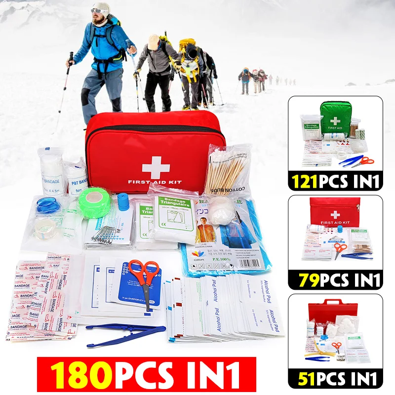 

Portable Household Safe Camping Hiking Car First Aid Bag Kit Medical Emergency Kit Treatment Pack Outdoor Wilderness Survival