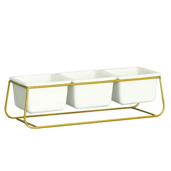 

1 Set Stylish Modern Durable Planter With Iron Rack Ceramic Flowerpot Flowerpot Decor Succulent Planter