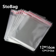 StoBag 500 шт 12*16 см прозрачный самоклеящийся пластиковый мешочек для украшений Упаковка самозапечатывающийся OPP поли пластиковый мешок для подарка