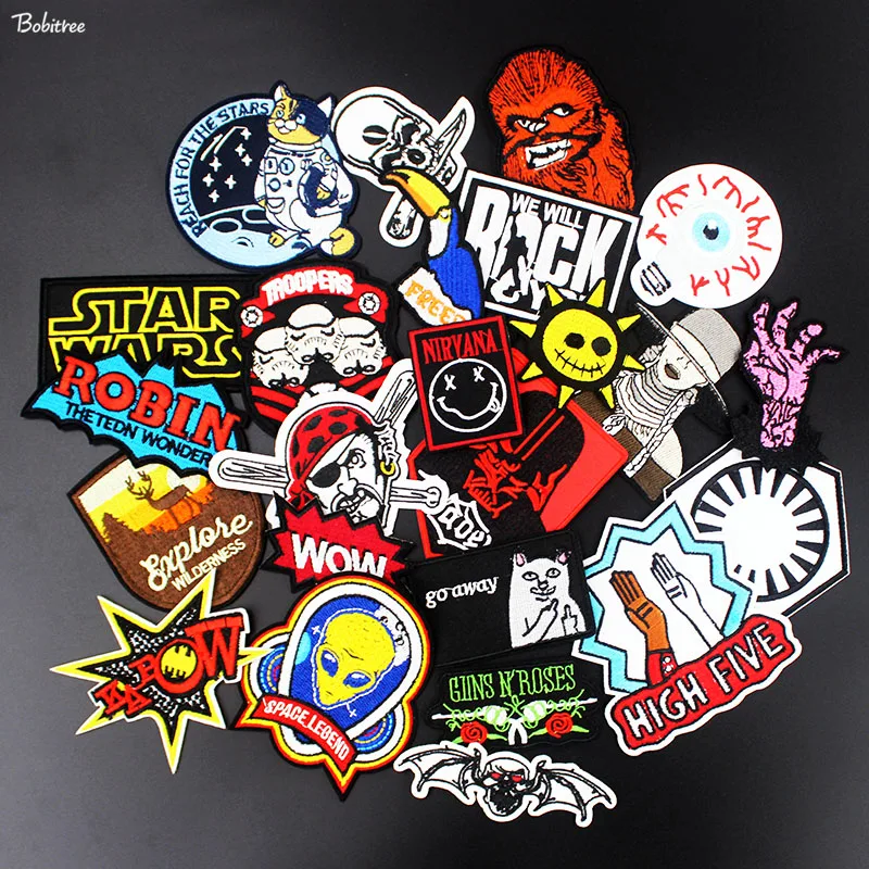 

Fashion Cool 25 pcs a set iron on Patch Badges for Clothing jacket Embroidered DIY Stripes Bags Stickers Sewing Supplies