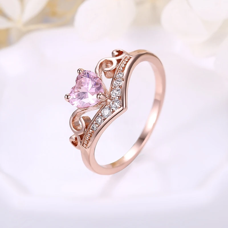 ANGELFRIGG Модные женские кольца из розового золота с кубическим цирконием AAA, Свадебные обручальные юбилейные Модные женские ювелирные изделия, подарок - Цвет основного камня: Rose Gold