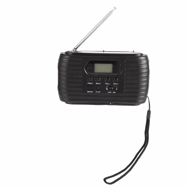 RISE-Solar Powered Emergency Radio With Hand Cranking Am/Fm Radio And Music Player Flashlight With 3 Leds
