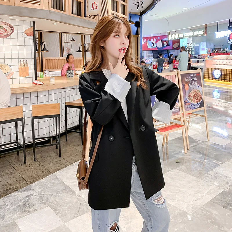 

2019 Spring And Autumn Korean-style Women's Small Suit Versatile Middle Long Coat Slimming Slim Fit Large Size Women Wear