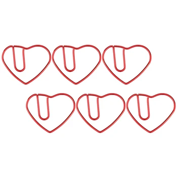 

HOT-100 Pieces Love Heart Shaped Small Paper Clips Bookmark Clips for Office School Home Metal Paper Clips Red