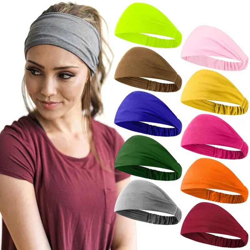 Turban Headwrap Solid Color Knot Wide Headbands for Women Soft Cotton Sports Elastic Hair Bands Accessories Yoga Bandana Bandage hair band for ladies