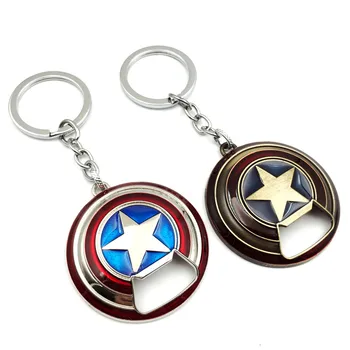 

Captain A Bottle Opener Keychain Vintage Metal Shied Pendant Key Holder Key Ring For Women&Men