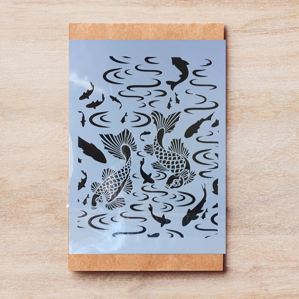 A4 29cm River Carp Fish DIY Layering Stencils Wall Painting Scrapbook Coloring Embossing Album Decorative Template | Канцтовары для