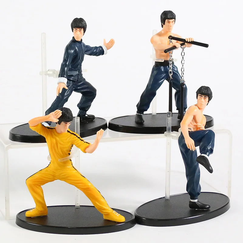 Set of 4 Bruce Lee Kung fu Master PVC Action Figures 