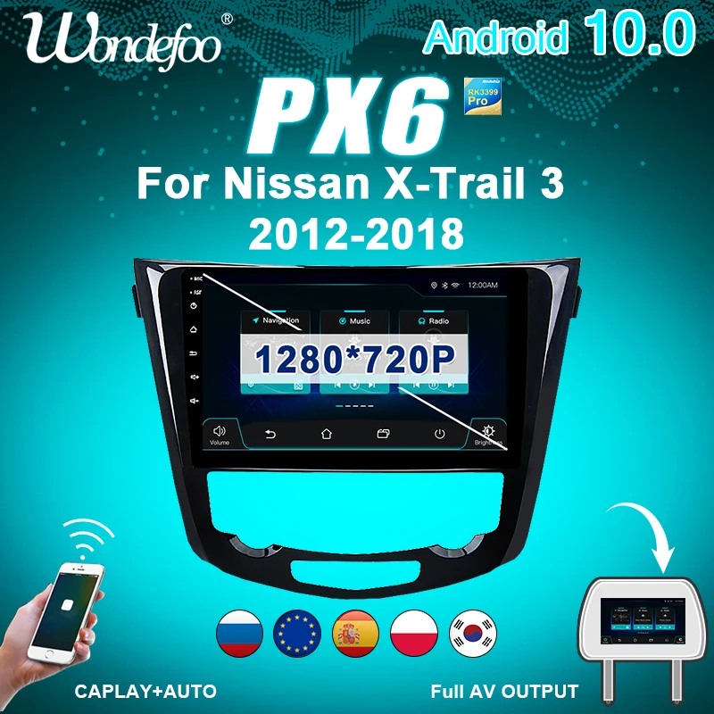 магнитола 2 din андроид Android 10 автомагнитола радио PX6 для Nissan X-Trail 3 T32 2013 2017 навигация