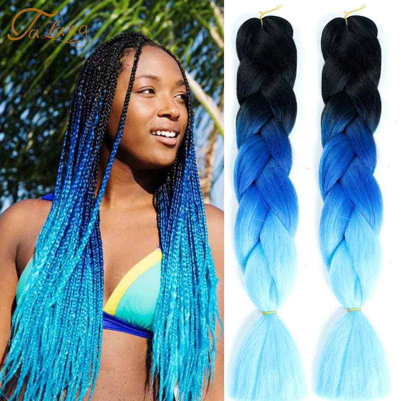 

TALANG Braiding Rainbow Colored Crochet Braids Hair 24"(60cm) 100g/pc Synthetic Ombre Jumbo Braiding Hair