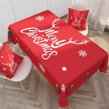 

Christmas Table Cloth Kitchen Dining Tablecloth Xmas Decoration Rectangular Waterproof Table Covers New Year Home Decor