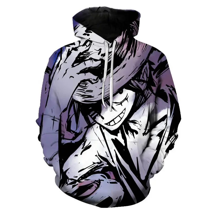 

Spring and autumn new cartoon anime one piece print men's and women's sweatshirts Harajuku boys sweatshirts 3D printed pullovers