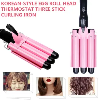 

Professional 110-220V Hair Curling Iron Wave Wand Ceramic Triple Barrel Hair Curler Roller Electric Curling Tool