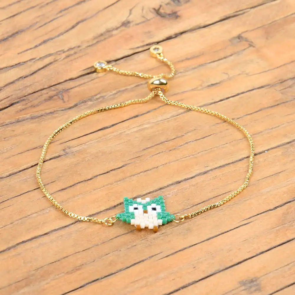 Shinus Miyuki браслет Сова Pulseras Mujer Mode Boho шикарный ребенок девочка животное ювелирные изделия подарок Joyeria Bileklik Bijoux ручной работы - Окраска металла: MI-B190292B