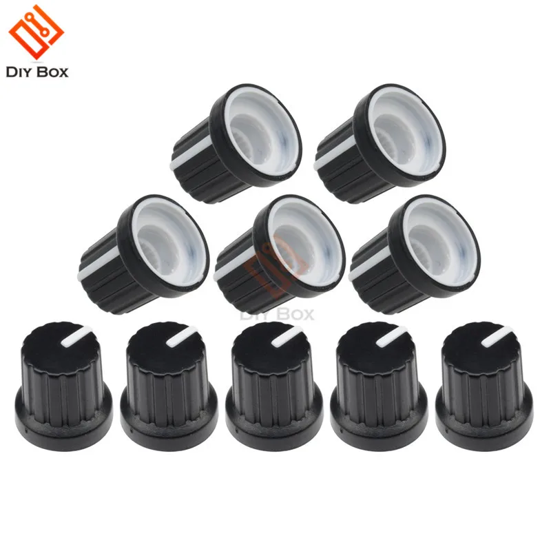 

10Pcs 6mm WH148 Potentiometer Knob Black Shaft Hole Plastic Threaded Knurled Potentiometer Knobs Caps 6mm