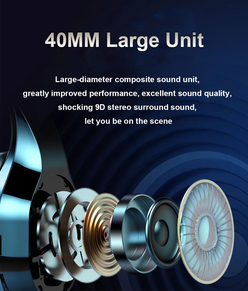 Bluetooth Wireless Earphone Foldable Wireless Headphone Stereo Sound Wired Earbuds Gaming Headsets With Microphone For PC Laptop