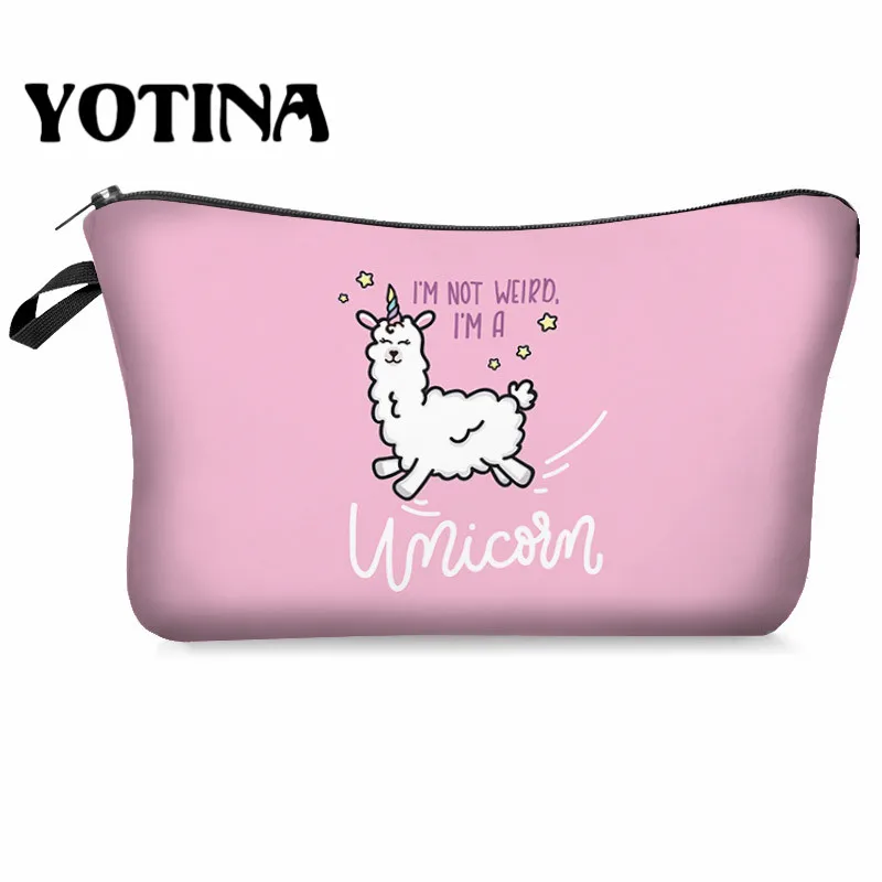 Yotina органайзер для макияжа женская косметичка с разноцветным узором лама 3D печать косметические сумки для путешествий макияж сумка - Цвет: bpd54191