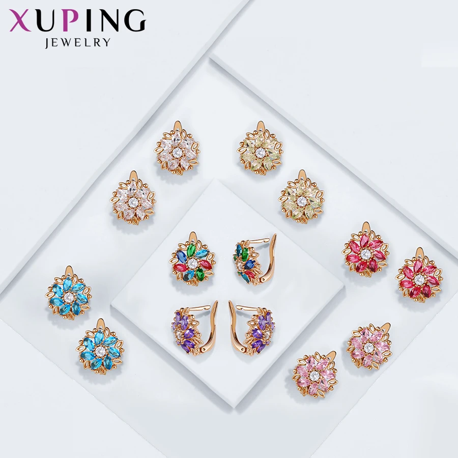 Xuping Модный яркий цветок в форме синтеза кубического циркония Европейский стиль обручи серьги для женщин ювелирные изделия S196, 2-98251