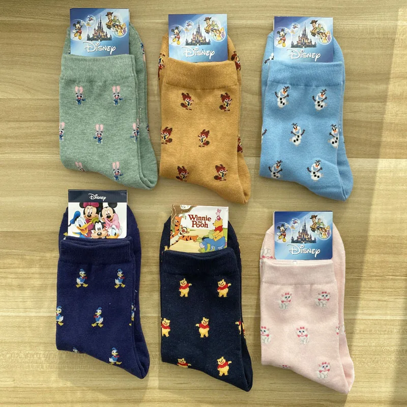 Disney Cartoon Cute Tube Autumn And Winter Warm Sweat Candy Cotton Ladies Socks Cartoon Fashion Minnie Mickey Socks